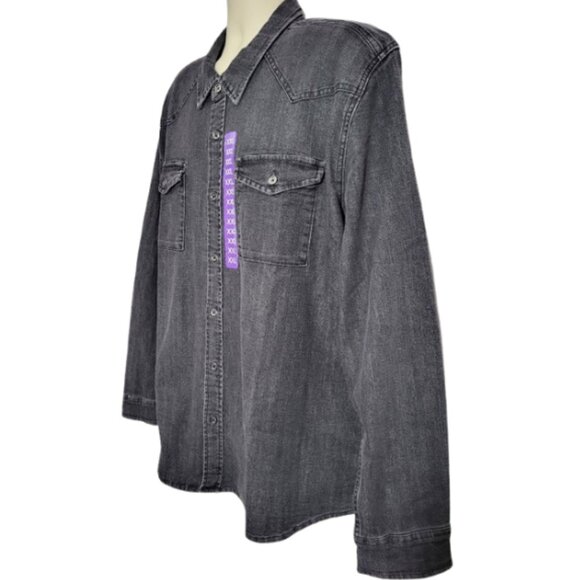 FRYE Black Denim 2-Pocket Button-Down Jean Western Shirt - NWT Men's XXL - Picture 3 of 6